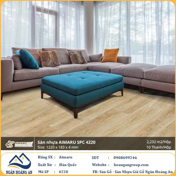 Sàn Nhựa Giả Gỗ Hèm Khóa 4mm Aimaru 4220